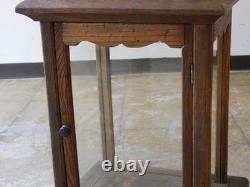 Japanese Keyaki Wood Display Case Shrine Style Glass Cabinet Vintage 44cm