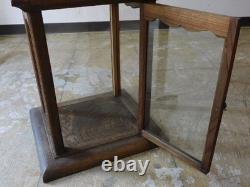 Japanese Keyaki Wood Display Case Shrine Style Glass Cabinet Vintage 44cm