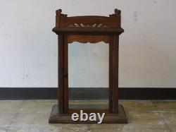 Japanese Keyaki Wood Display Case Shrine Style Glass Cabinet Vintage 44cm
