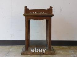 Japanese Keyaki Wood Display Case Shrine Style Glass Cabinet Vintage 44cm