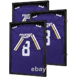 Jersey Display Case 3 Pack Large Shadow Box Lockable UV Protection Black Frame
