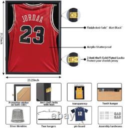 Jersey Display Case 3 Pack Large Shadow Box Lockable UV Protection Black Frame
