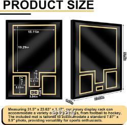 Jersey Shadow Box Display Case 32x24 for Sports Memorabilia Black Gold