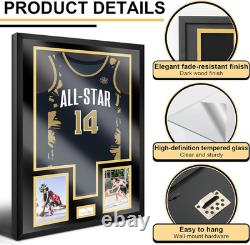 Jersey Shadow Box Display Case 32x24 for Sports Memorabilia Black Gold