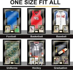 Jersey Shadow Box Display Case 32x24 for Sports Memorabilia Black Gold