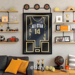 Jersey Shadow Box Display Case 32x24 for Sports Memorabilia Black Gold