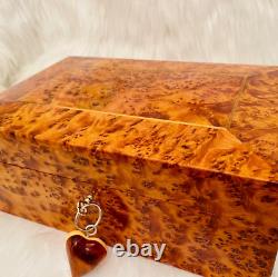 Jewellery Box large lockable thuya wooden burl Jewelry Box organizer With Key