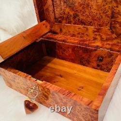 Jewellery Box large lockable thuya wooden burl Jewelry Box organizer With Key