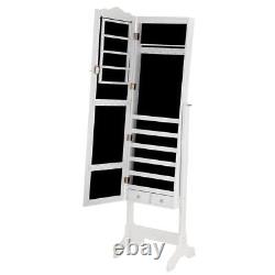 Jewelry Armoire Organizer Cabinet with Drawer Led Lights Freestanding White