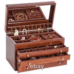 Jewelry Box Brigitte Antique Cloth Dark Wooden Walnut