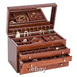 Jewelry Box Brigitte Antique Cloth Dark Wooden Walnut