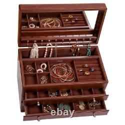 Jewelry Box Brigitte Antique Cloth Dark Wooden Walnut