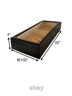 Jewelry Box Large Display Case Lacquered Wood with Glass Lid