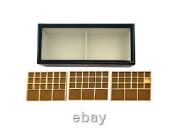 Jewelry Box Large Display Case Lacquered Wood with Glass Lid