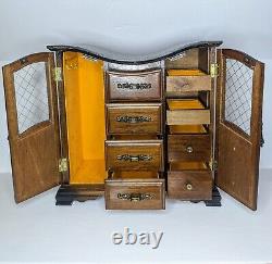 Jewelry Box London Leather Wood Mini Armoire Style Vintage Vanity Storage