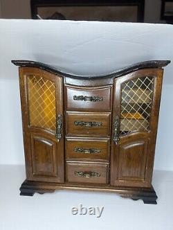 Jewelry Box London Leather Wood Mini Armoire Style Vintage Vanity Storage