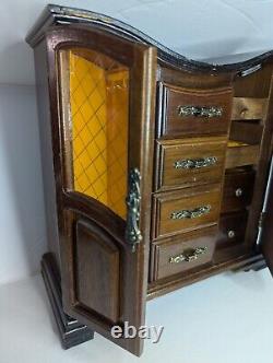 Jewelry Box London Leather Wood Mini Armoire Style Vintage Vanity Storage