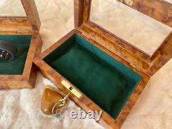 Jewelry Box, watch box, lockable thuya wooden burl Jewelry Box organizer with key