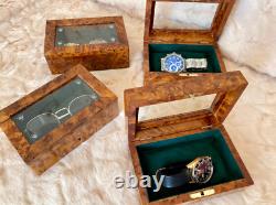 Jewelry Box, watch box, lockable thuya wooden burl Jewelry Box organizer with key