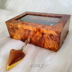 Jewelry Box, watch box, lockable thuya wooden burl Jewelry Box organizer with key