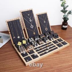 Jewelry Display Props Necklace Stand Solid Wood Ring Earrings Seat Holder Set