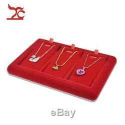 Jewelry Display Red Velvet Window Showcase Necklace Bracelet Ring Organizer Case