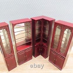 JiaYi Mahogany Corner Display Cases with Rolling Ladder 5 Pieces, SEE NOTE