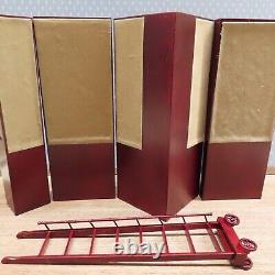 JiaYi Mahogany Corner Display Cases with Rolling Ladder 5 Pieces, SEE NOTE