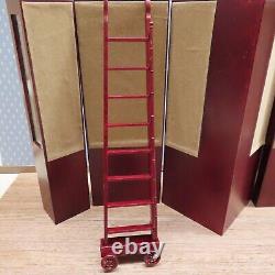 JiaYi Mahogany Corner Display Cases with Rolling Ladder 5 Pieces, SEE NOTE