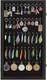 Keychain Display Case Fishing Lure Pocket Watch Black Wood Holder Wall Cabinet