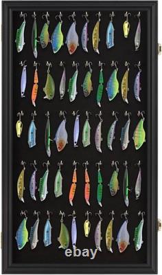 Keychain Display Case Fishing Lure Pocket Watch Black Wood Holder Wall Cabinet