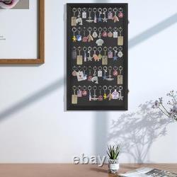 Keychain Display Case Fishing Lure Pocket Watch Black Wood Holder Wall Cabinet