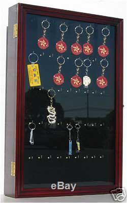 Keychain Display Case Wall Cabinet with glass door, solid wood, Key1B-MAH