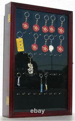 Keychain Display Case Wall Cabinet with glass door, solid wood, Key1B-MA