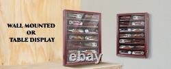 Knife Display Case 14+ Wood Mahogany Pocket Knives Holder Wall Rack Shadow Box