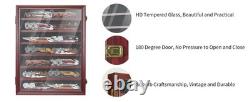 Knife Display Case 14+ Wood Mahogany Pocket Knives Holder Wall Rack Shadow Box