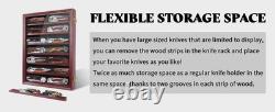 Knife Display Case 14+ Wood Mahogany Pocket Knives Holder Wall Rack Shadow Box