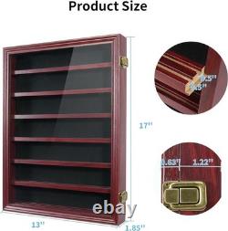 Knife Display Case 14+ Wood Mahogany Pocket Knives Holder Wall Rack Shadow Box