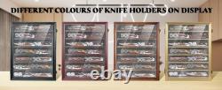 Knife Display Case 14+ Wood Mahogany Pocket Knives Holder Wall Rack Shadow Box