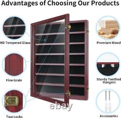 Knife Display Case 14+ Wood Mahogany Pocket Knives Holder Wall Rack Shadow Box