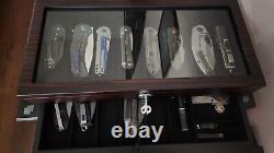 Knife Display Case 17+ Wood Ebony Pocket Knives Holder EDC Storage Organizer Box