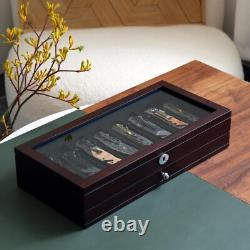 Knife Display Case 17+ Wood Ebony Pocket Knives Holder EDC Storage Organizer Box