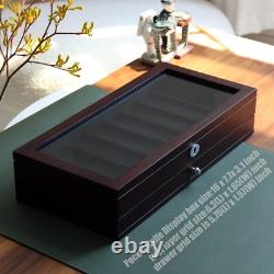 Knife Display Case 17+ Wood Ebony Pocket Knives Holder EDC Storage Organizer Box