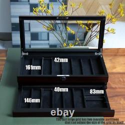 Knife Display Case 17+ Wood Ebony Pocket Knives Holder EDC Storage Organizer Box