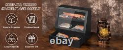 Knife Display Case 22+ Wood Black EDC Pocket Knives Organizer Drawer Storage Box