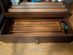 Knife Display Case 22+ Wood Black EDC Pocket Knives Organizer Drawer Storage Box