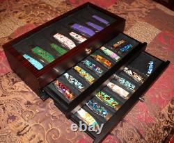 Knife Display Case 24+ Wood Ebony Pocket Knives Holder EDC Storage Organizer Box