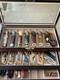 Knife Display Case 24+ Wood Walnut Pocket Knives Holder Storage Organizer Box