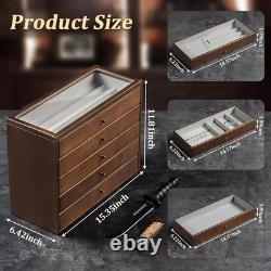 Knife Display Case 32+ Wood Walnut EDC Pocket Knives Watch Organizer Storage Box
