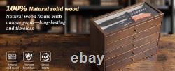 Knife Display Case 32+ Wood Walnut EDC Pocket Knives Watch Organizer Storage Box